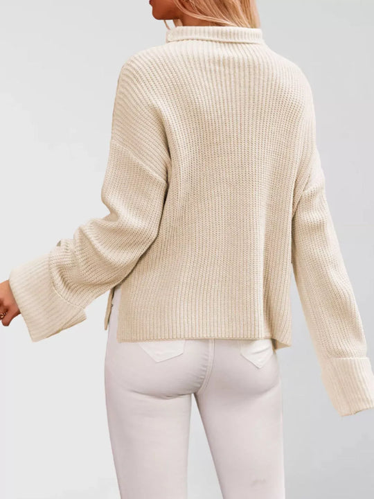 Another view: Mock Neck Dropped Shoulder Sweater