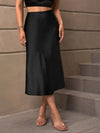 Women's sleek black mid-length skirt