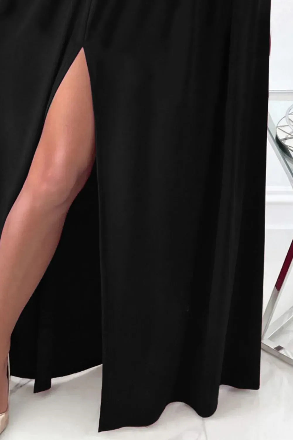 Women's Surplice Long-Sleeve Maxi Dress with Slit — photo 3