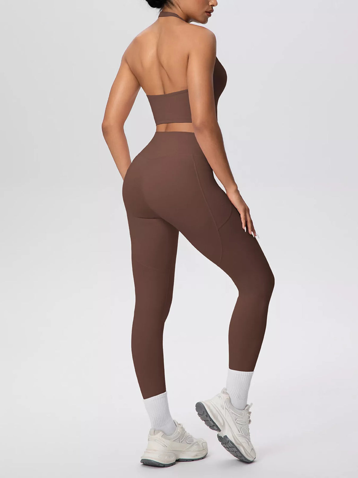 Halter Crop Top & High-Waisted Leggings Set