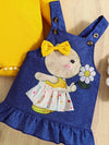 Little Orbit Ruffled Bodysuit and Overall Dress Set with Headband — product view 3