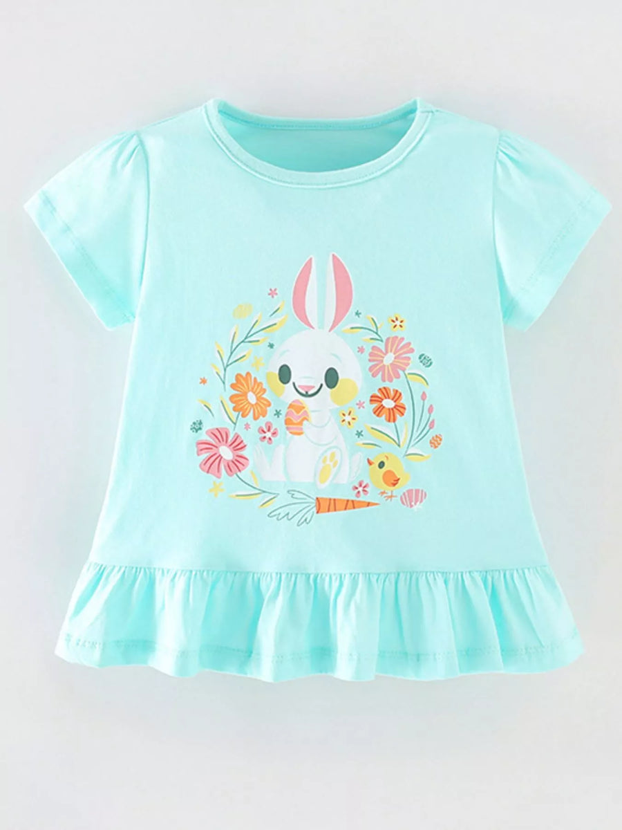 Sunny Days Bunny Graphic Ruffle Hem T-Shirt