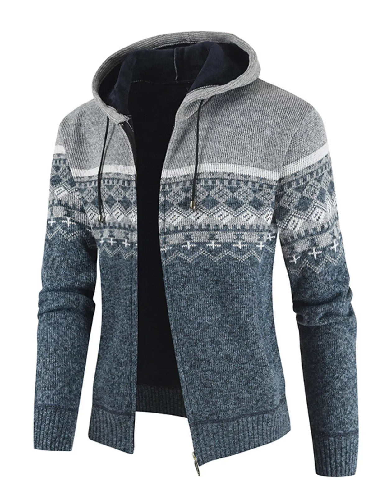 Men's Hooded Fair Isle Knit Cardigan — photo 4