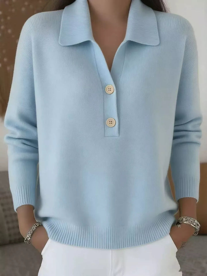 Button-Detail Long-Sleeve Sweater — Full Size