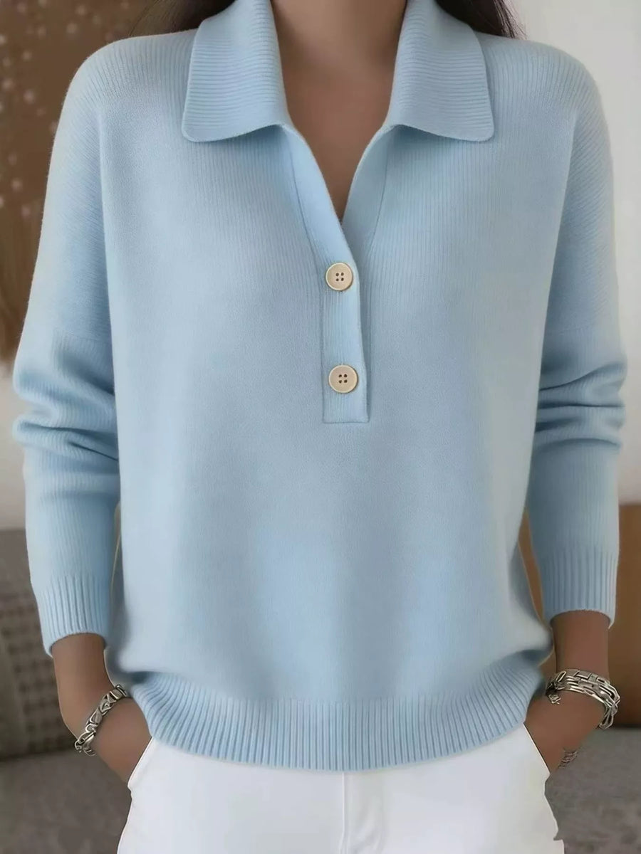 Button-Detail Long-Sleeve Sweater — Full Size