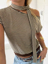 Dahlia Striped One-Shoulder T-Shirt — product view 1