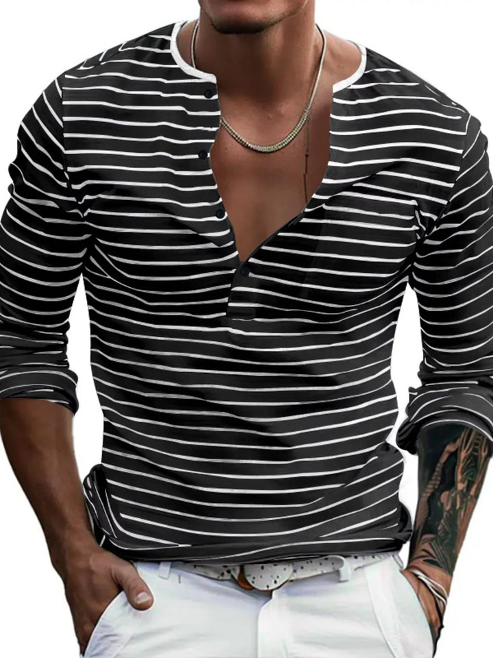 Men's Full Size Striped Long-Sleeve T-Shirt Plus