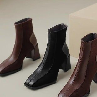 Women's Chunky Heel Side Zipper Ankle Boots – Square Toe Suede Block Heel