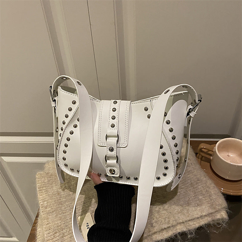 Studded Underarm Crossbody Bag – Minimalist PU Leather Shoulder Bag for Women