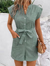 Liora Striped Notched Tie Waist Romper — product view 10