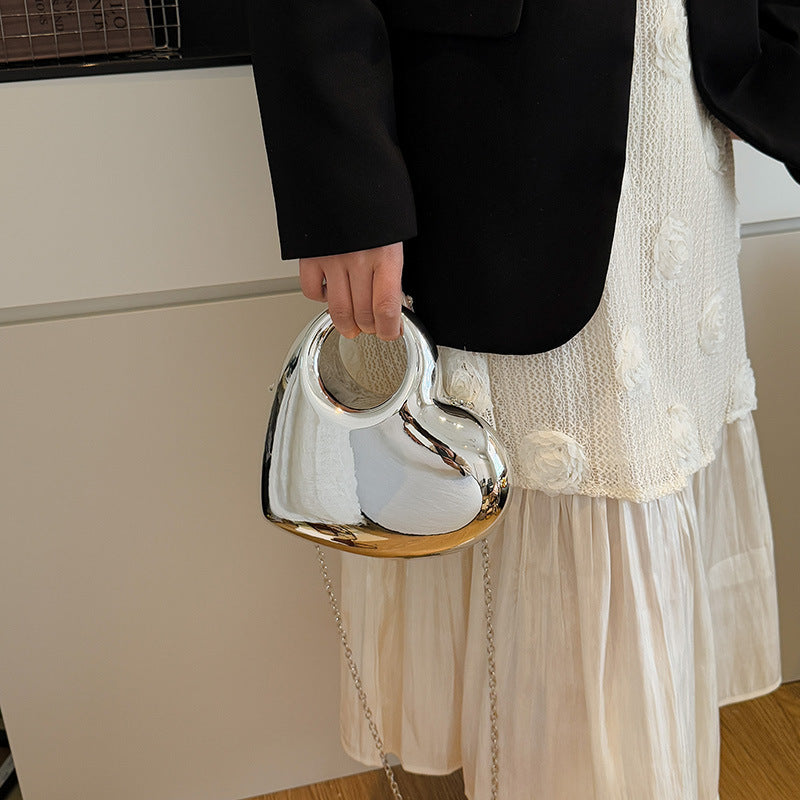 Korean Heart-Shaped Acrylic Evening Bag for Women - Trendy Crossbody Clutch Purse