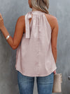 Spotted-print tie-neck halter cami top