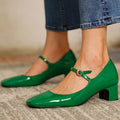 Women's Mid-Heel Square-Toe Pumps | Plus-Size Buckle Mule Shoes