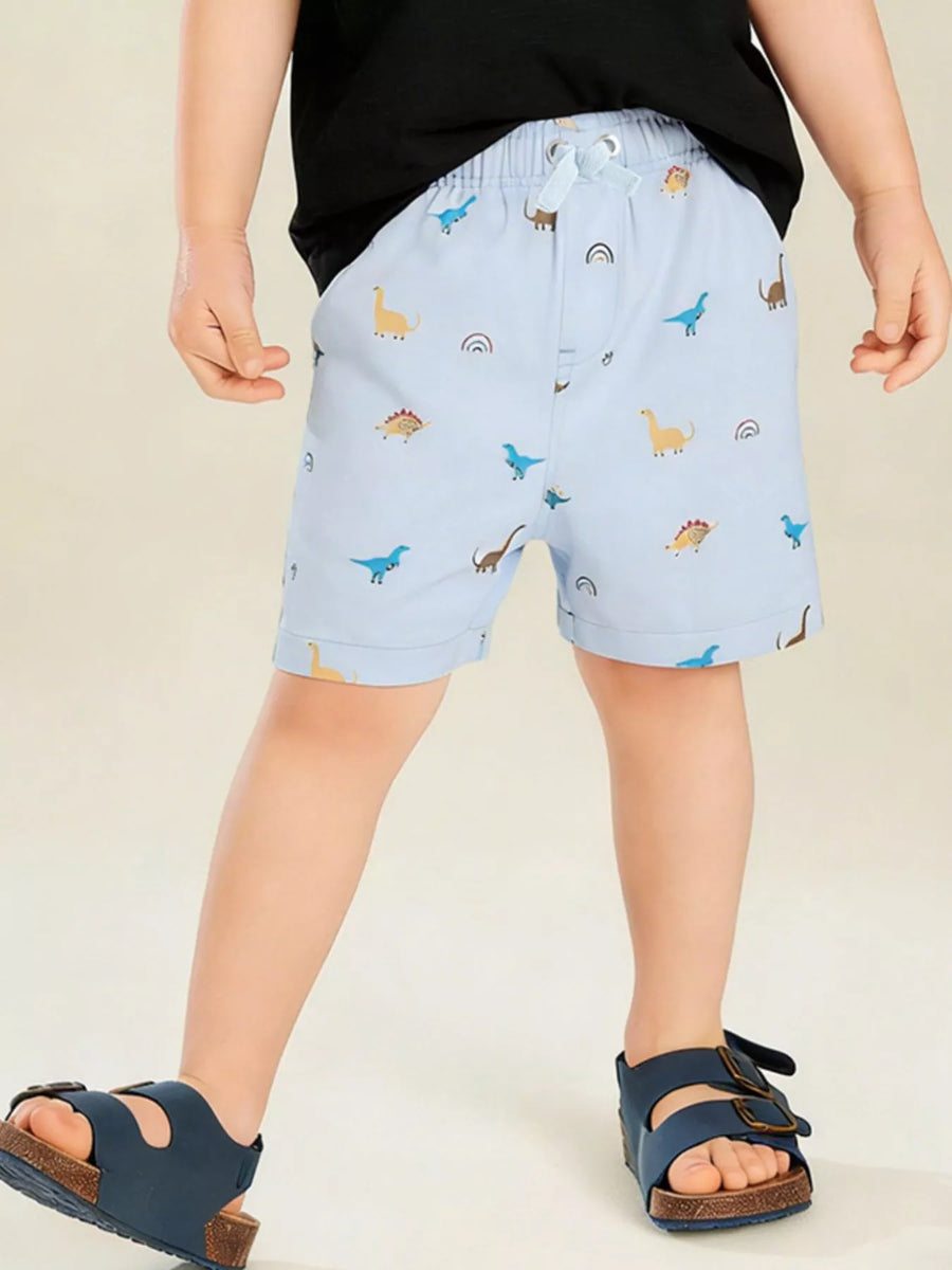 Poppy Lane Dinosaur Print Elastic Waist Shorts
