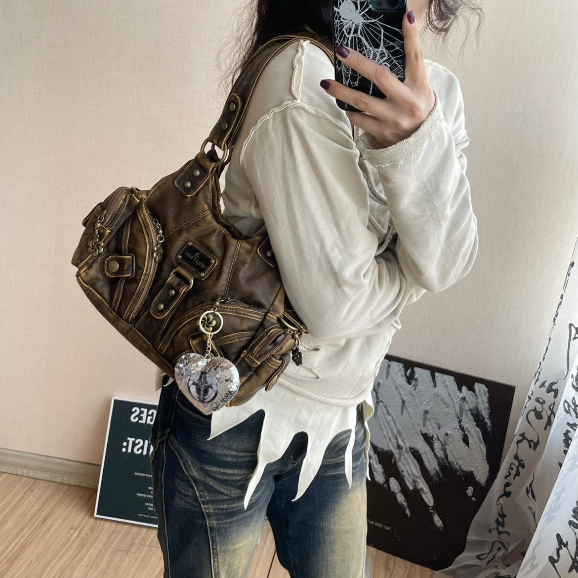 Leopard Print One-Shoulder Crossbody Bag - Women's Fashion Shoulder Bag with Adjustable Strap
