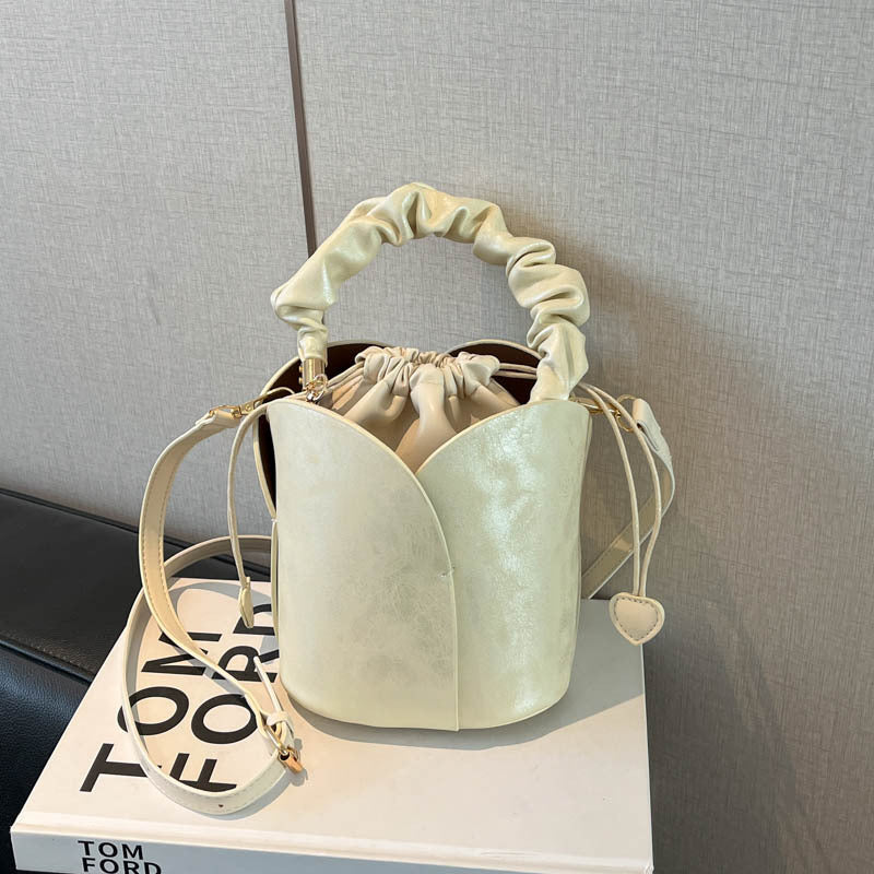 Women's Petal-Shaped Crossbody Bag - PU Leather Small Shoulder Bag with Adjustable Strap