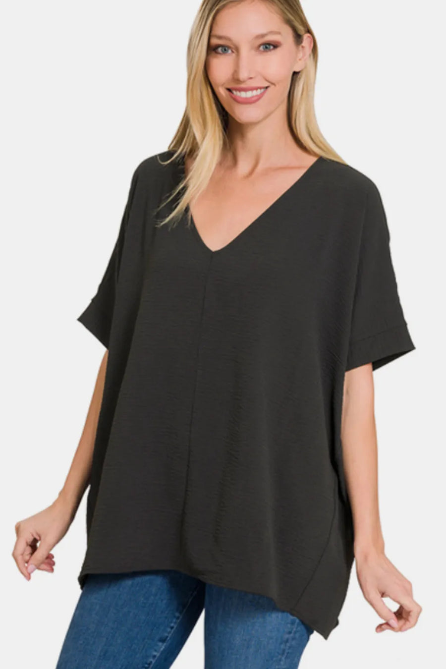 Curve V-Neck Short Sleeve Top