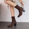 Women's Over-the-Knee Stretch Satin Boots | Chunky Heel Ankle Boots