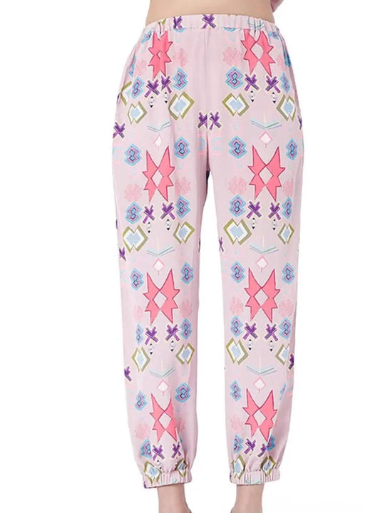 Another view: Printed Round-Neck Long-Sleeve Top and Pants Lounge Set