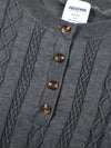 Maison Cable-Knit Short-Sleeve Henley — color or detail view 7