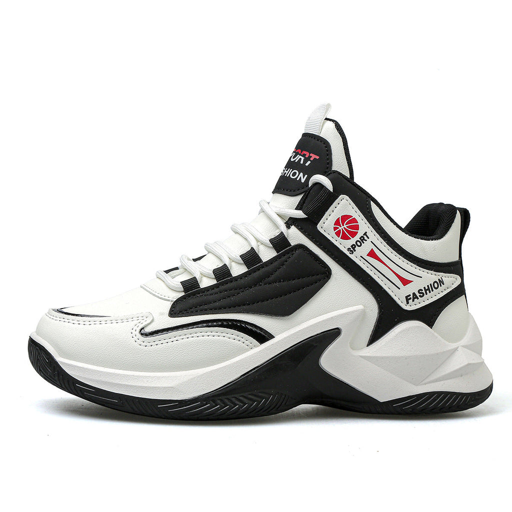 Men's Waterproof High-Top Leather Basketball Shoes – Breathable Non-Slip Sneakers
