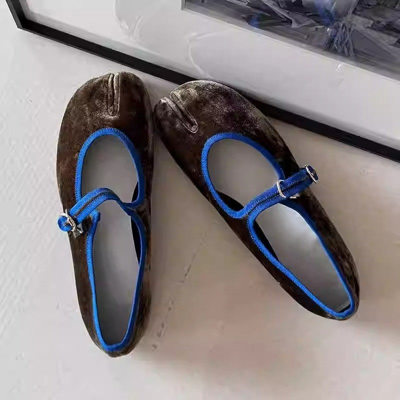 Women's Corduroy Ballet Flats | Single Strap Round Toe Slip-On Shoes