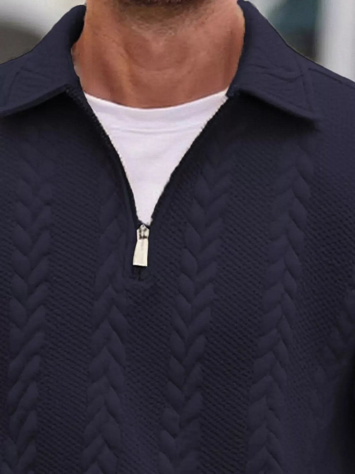 Men's Cable-Knit Quarter-Zip Sweatshirt — photo 9