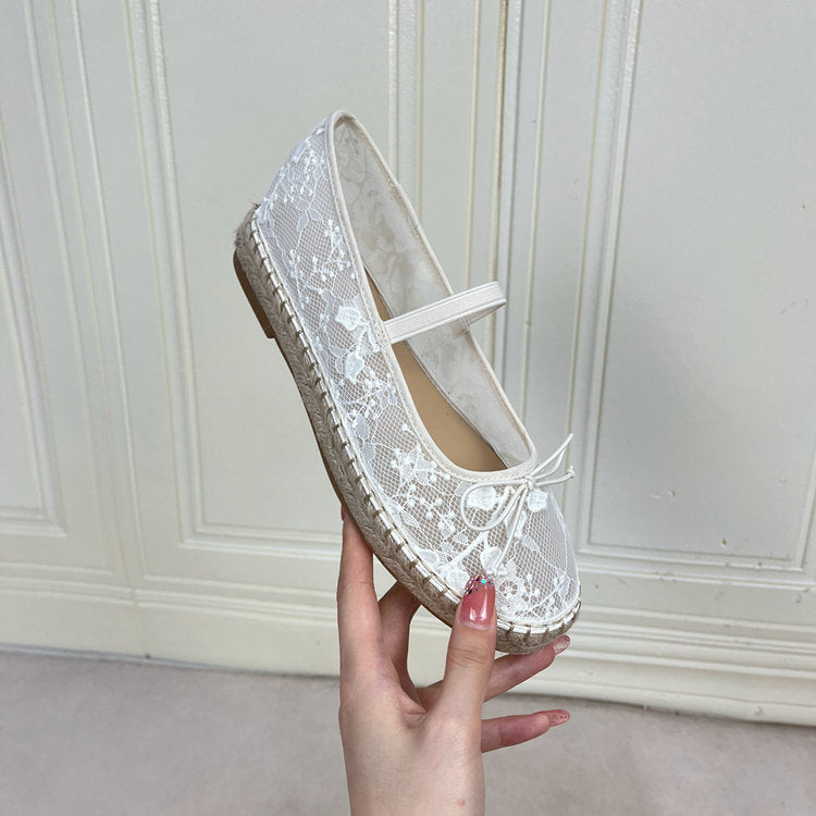Women's Round Toe Mesh Chunky Sole Sneakers – White Low-Top Shoes