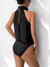 Black 3D flower occasion bodysuit for women