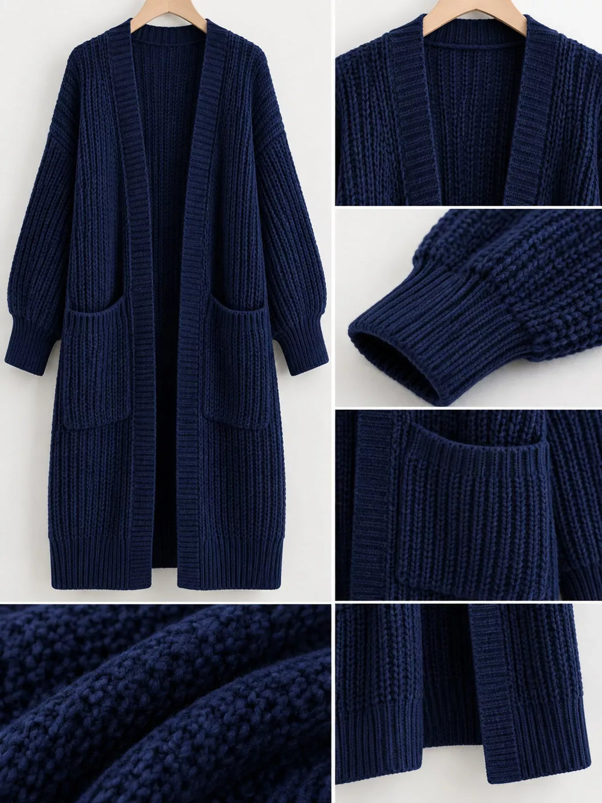 Oversized Openwork Longline Cardigan with Pockets — photo 31