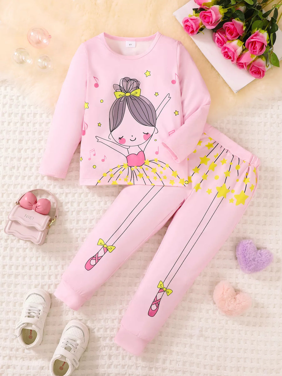 Little Orbit Graphic Long-Sleeve Top and Pants Set