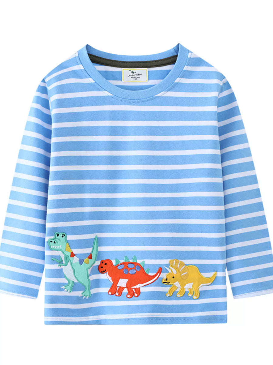 Moonbeam Dinosaur Striped Long-Sleeve T-Shirt