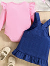 Little Orbit Ruffled Bodysuit and Overall Dress Set with Headband — product view 6