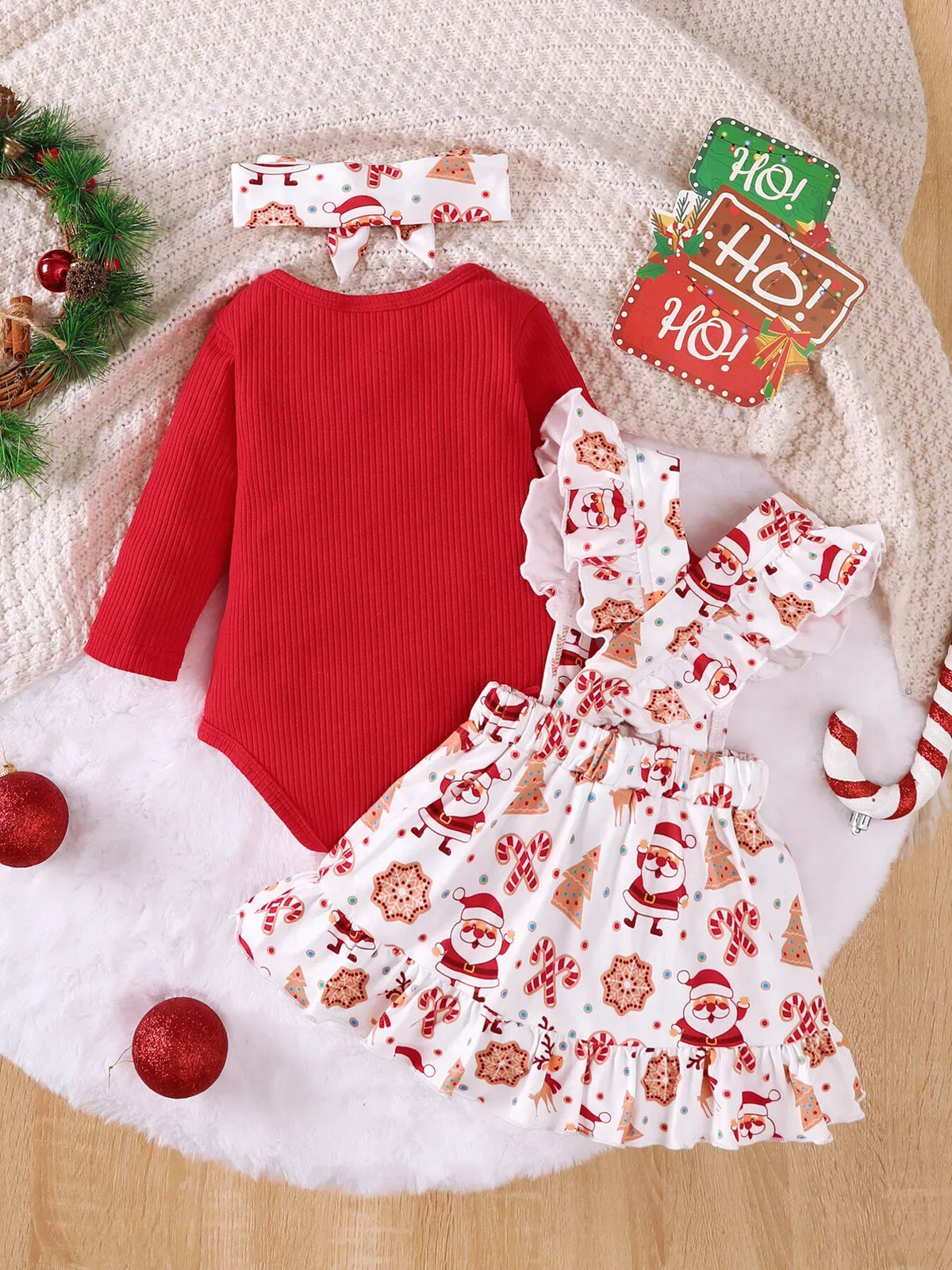 Baby Christmas Bodysuit & Santa Suspender Skirt Set — photo 5