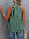 Spotted-print tie-neck halter cami top