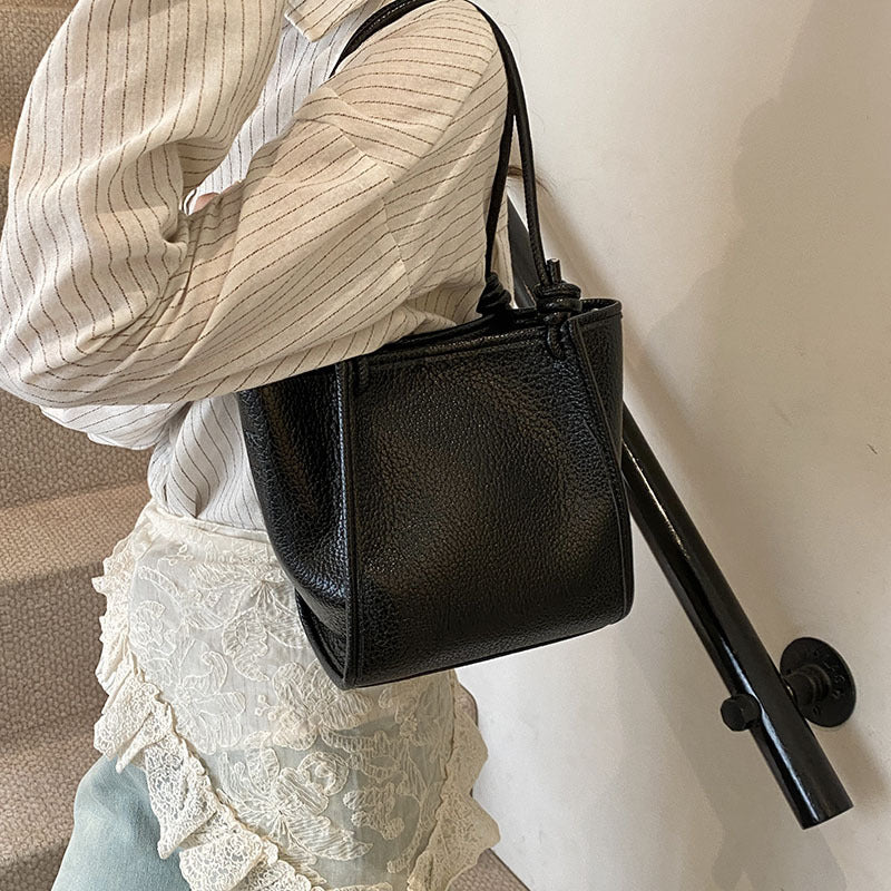 Women's High-Capacity Crossbody Bucket Bag - PU Leather Shoulder Bag with Adjustable Strap