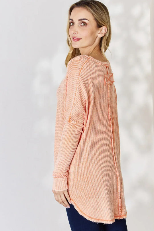 Another view: Oversized Washed Waffle Long Sleeve Top