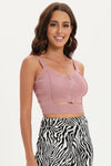 Zip-front cutout sleeveless ribbed-knit crop top