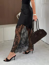 Women's asymmetrical lace-panel midi skirt