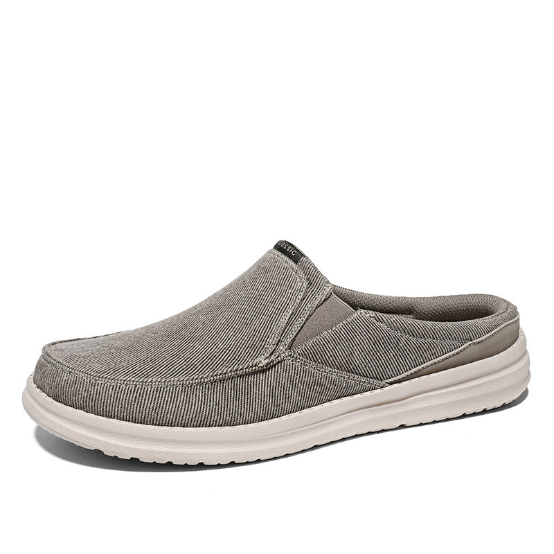 Men's Plus-Size Casual Canvas Slip-On Mules - Breathable Lightweight Outdoor Shoes