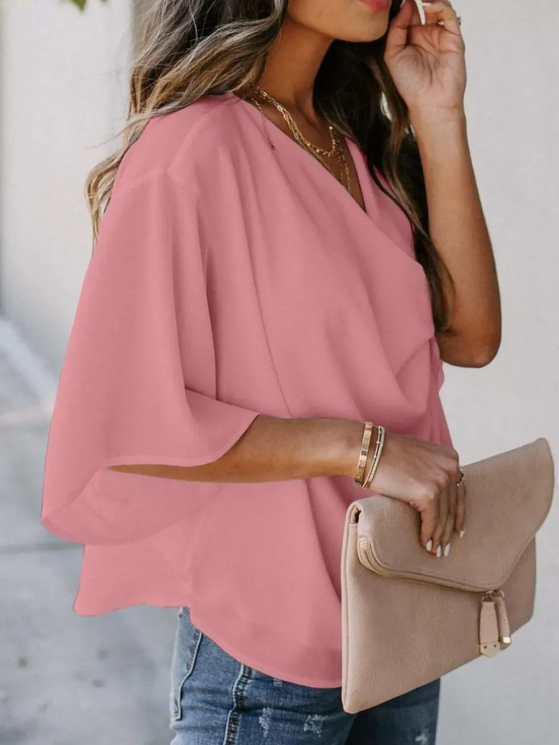Women's Ruched 3/4-Sleeve Blouse – Regular & Plus Sizes — photo 9