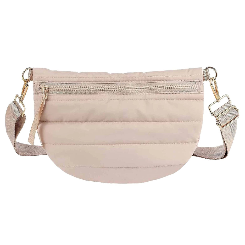 Women's Quilted Crossbody Bag - Casual Dumpling Shoulder Bag with Adjustable Strap