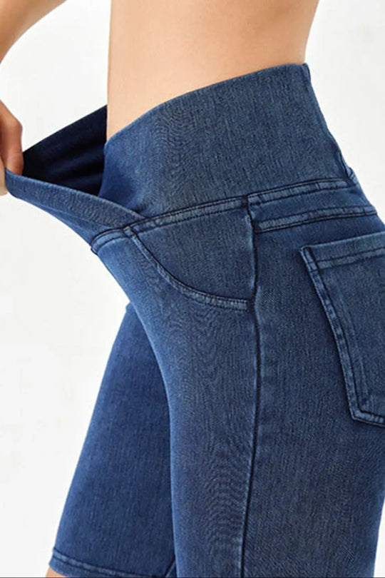 Another view: Basic Bae Asymmetrical Waist Denim Shorts with Pockets