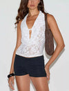 White or dark gray lace halter camisole