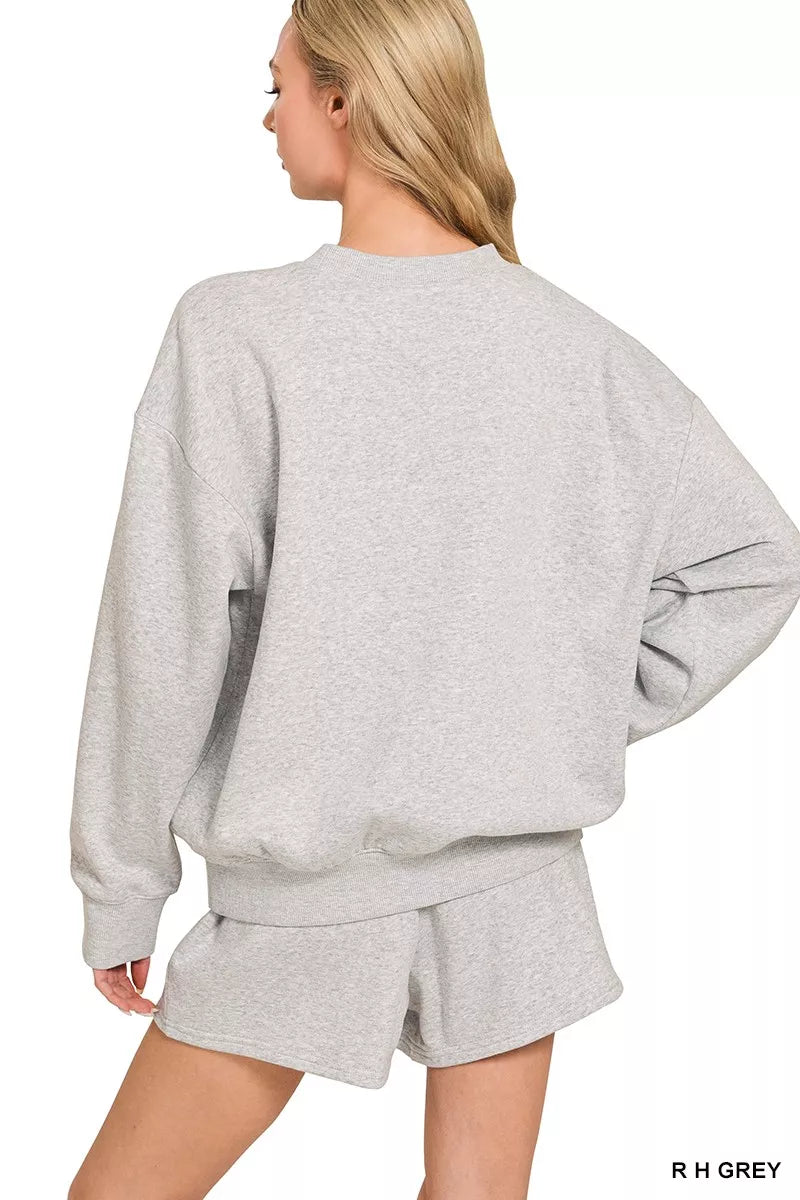 Fleece Long Sleeve Sweatshirts & Shorts Set — R H Grey