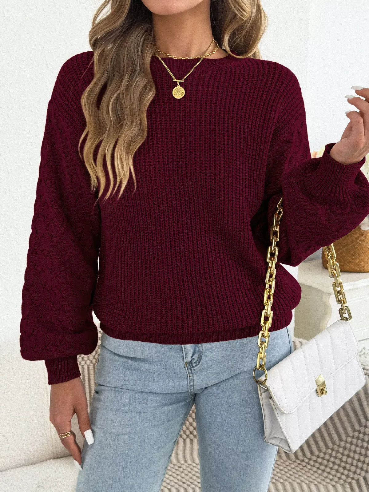 Women's Textured Ribbed Drop-Shoulder Sweater — photo 7