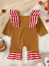 Wildwood Christmas Gingerbread Ruffle-Trim Snap-Leg One-Piece — product view 2