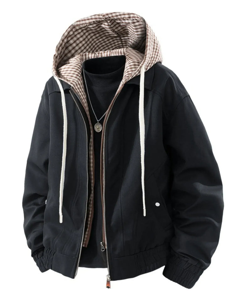 Men's Plaid-Lined Hooded Jacket — Plus Sizes