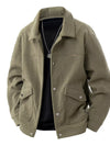 Sage corduroy utility overshirt jacket with flap pockets.