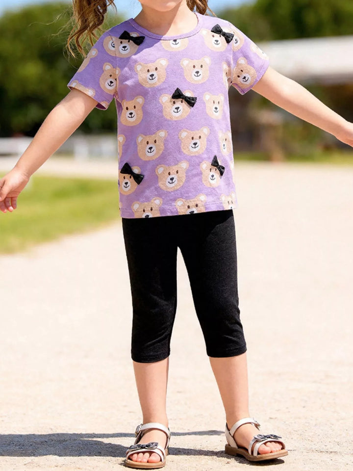 Poppy Lane Bear Print Top & Capri Leggings Set — product view 1